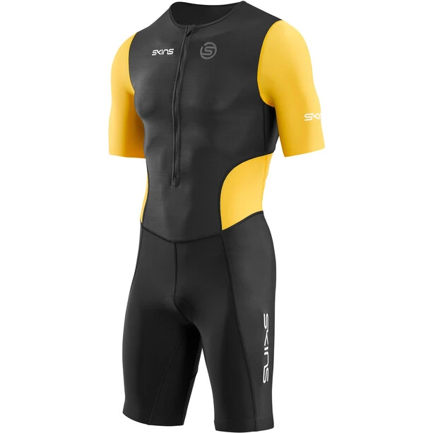 Skins TRI Brand SS Tri Suit Men black/zest 3 Skins TRI Brand SS Tri Suit Men black/zest